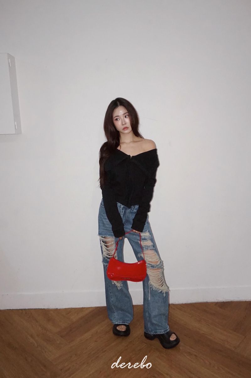 Vintage open wide denim pants