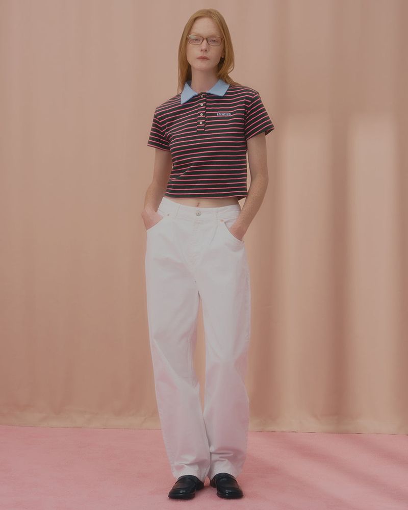 STRIPE LOGO COLLAR TSHIRT
