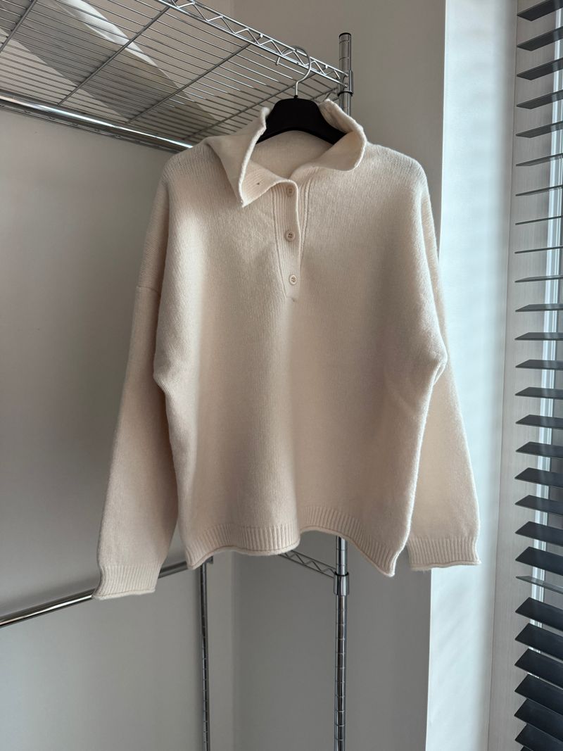 High-neck button knit (3 colors)