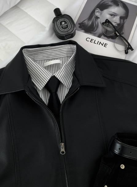 Wayne Vintage Crack Leather Zip-Up Jacket