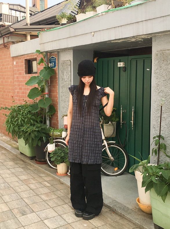 anyonemore(エニーワンモアー)の「ペナ パフ チェック ショートスリーブ ミニワンピース(ワンピース/ドレス)」