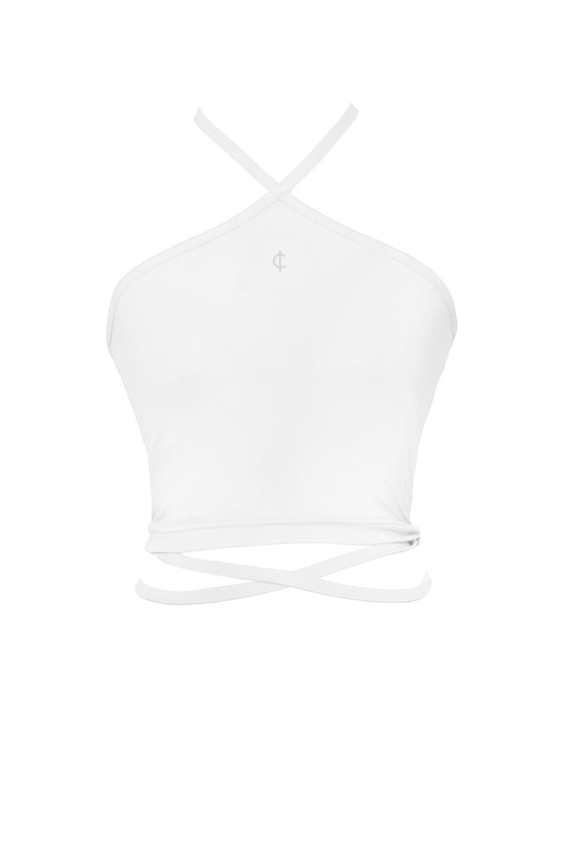 2-way halter span crop sleeveless top (white)