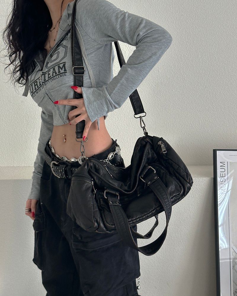 Star cropped mini hoodie zip-up