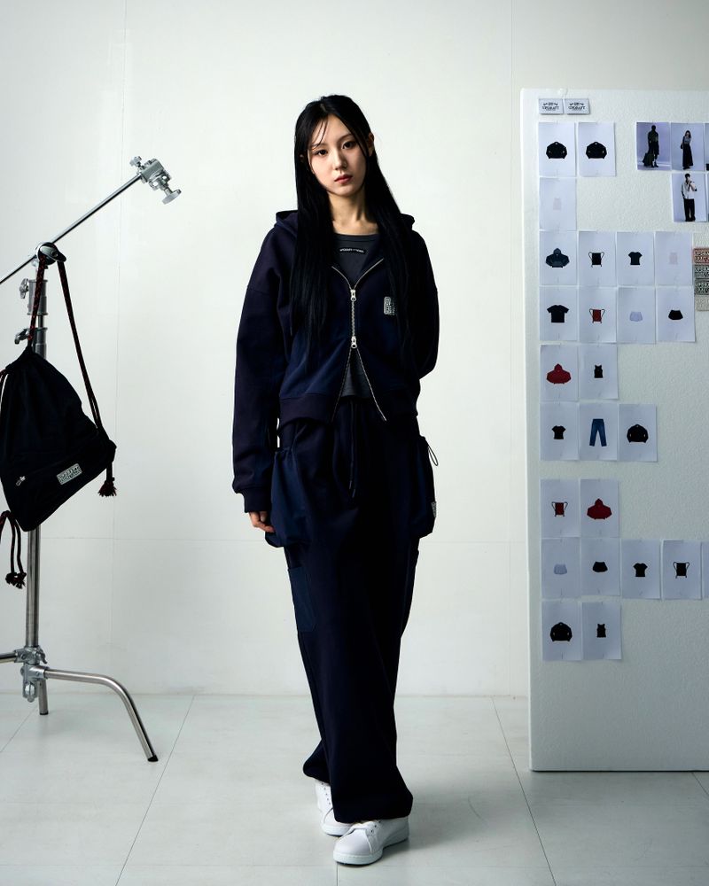 [UPDRAFT]PATCH POCKET COTTON SWEAT PANTS NAVY for women
