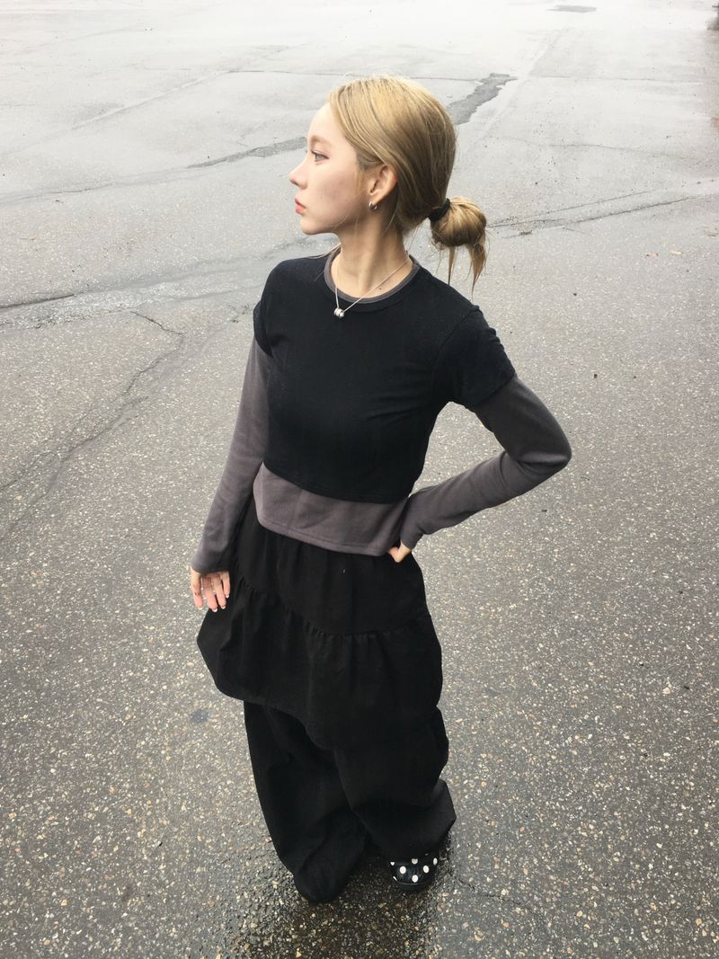 Pale Shirring Wide Skirt Pants (3c)