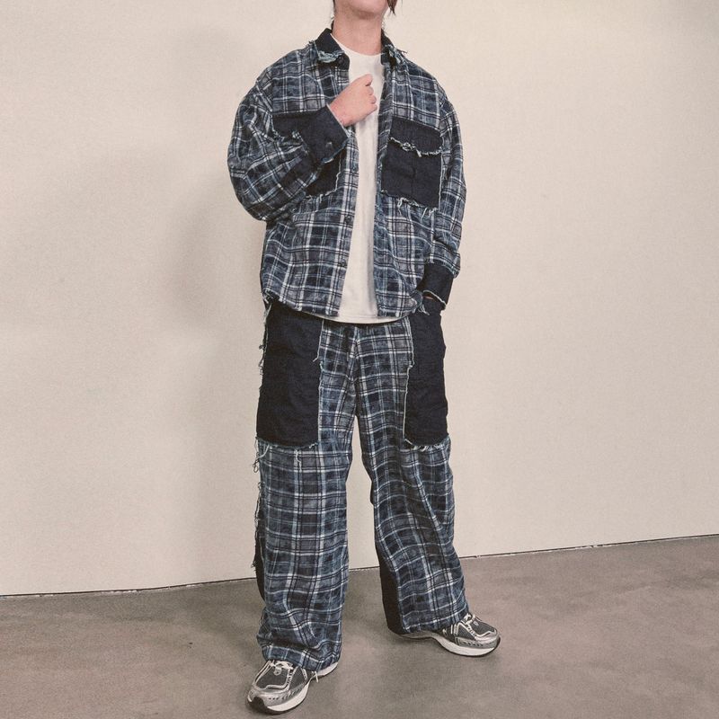 grunge burner check shirt_blue