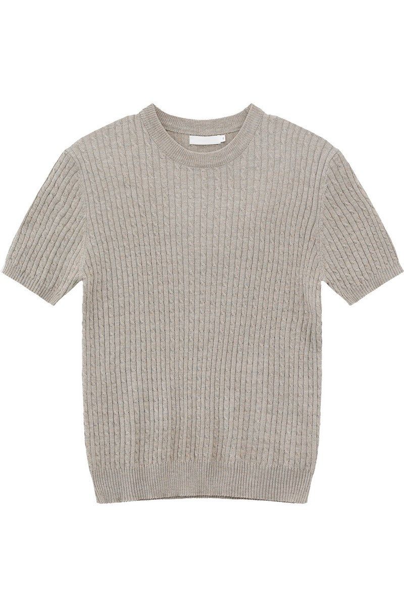 Cable Rib Knit Wool Tee