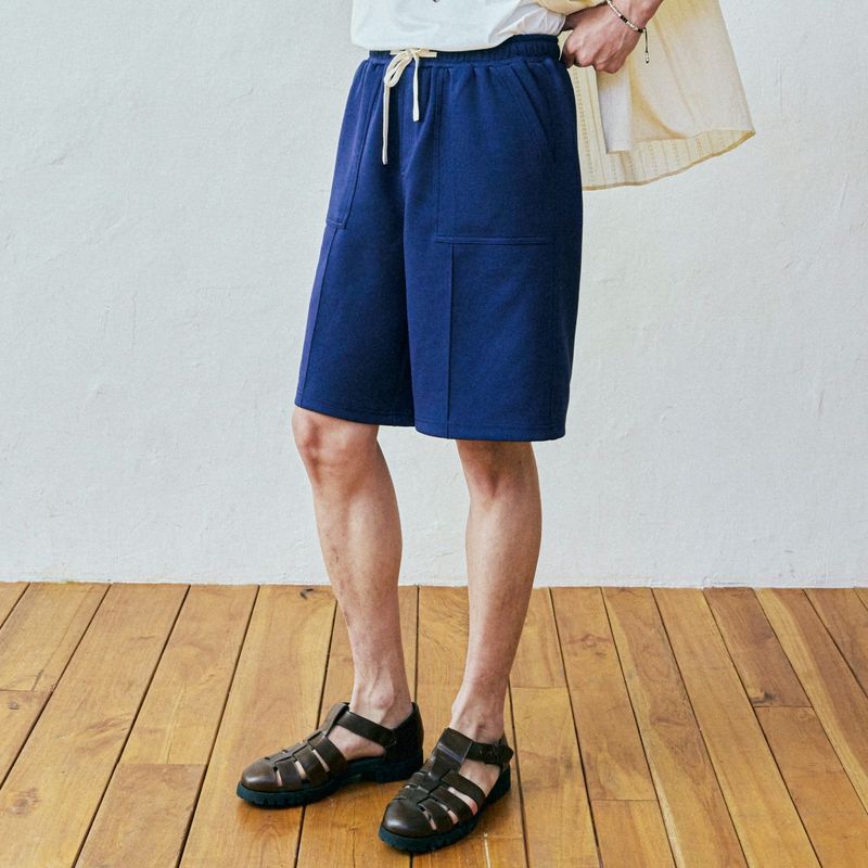 front seam fatigue short pants navy