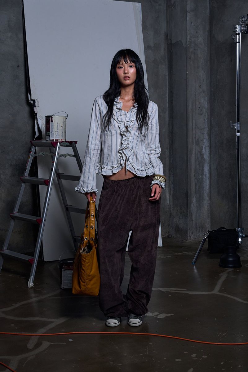 VELOUR PANTS -BROWN