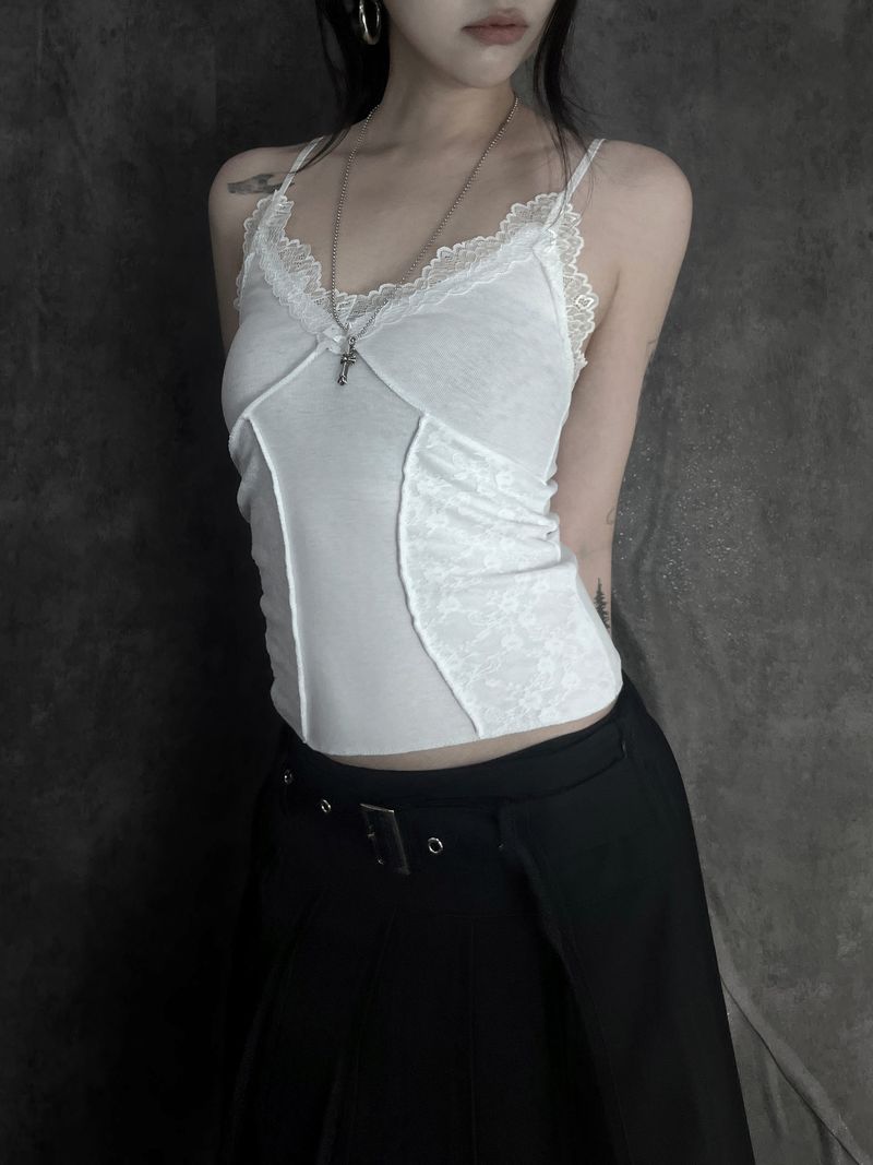 spring lace ribbon sleeveless (2color)