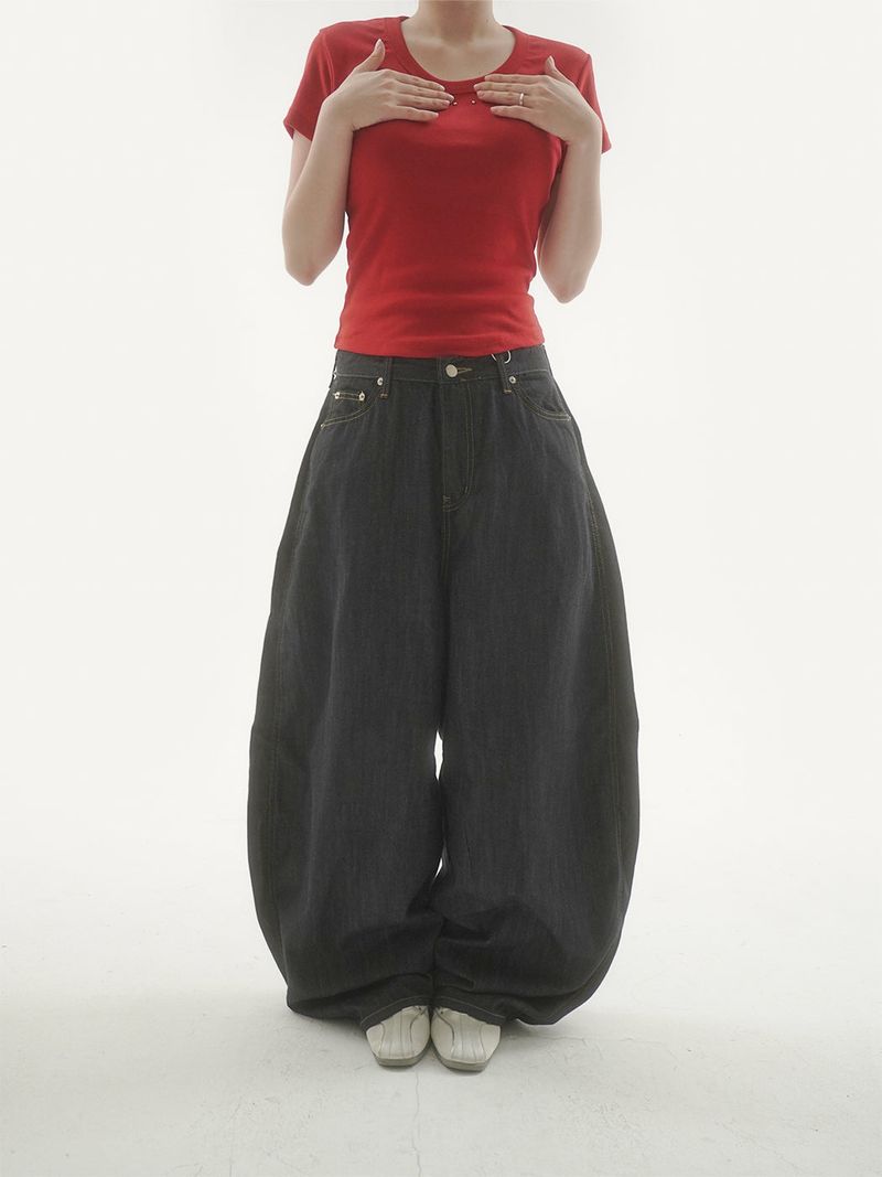 Low waist tab denim pants -1C