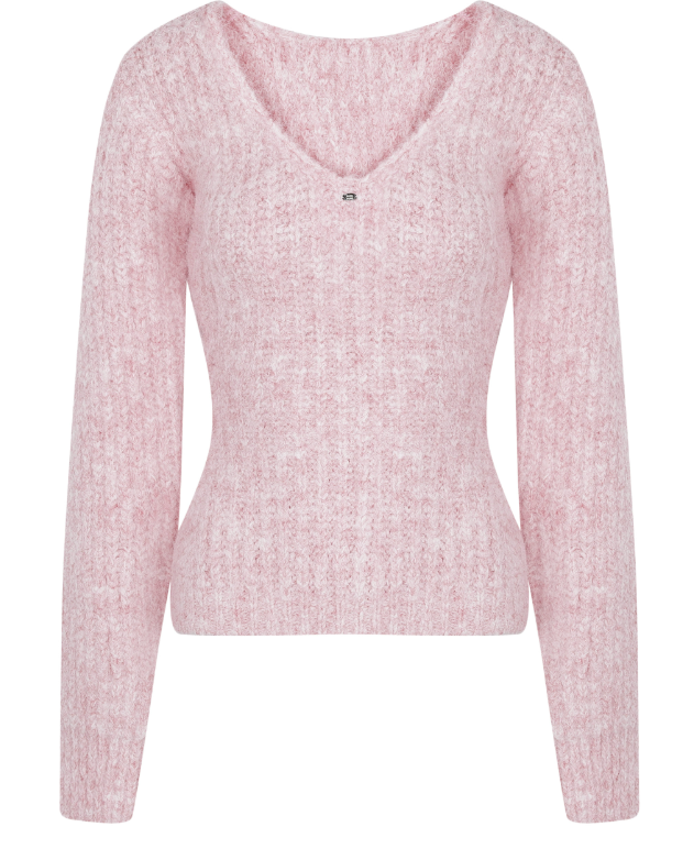 Alpaca Deep V-Neck Balloon Knit T