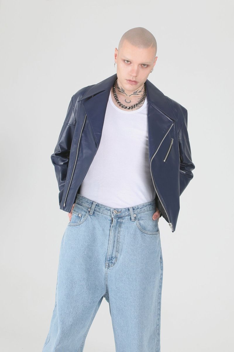 Midnight Blue Lamb Skin Rider Jacket
