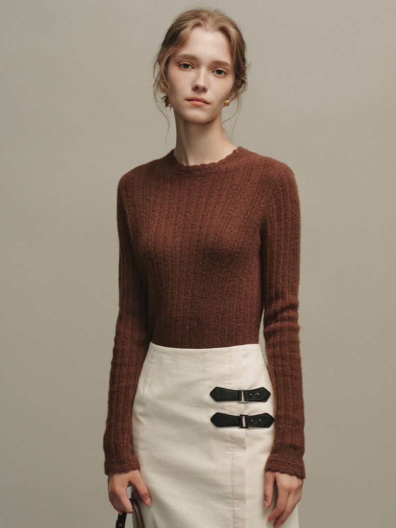 BETH woolen wave neck knit