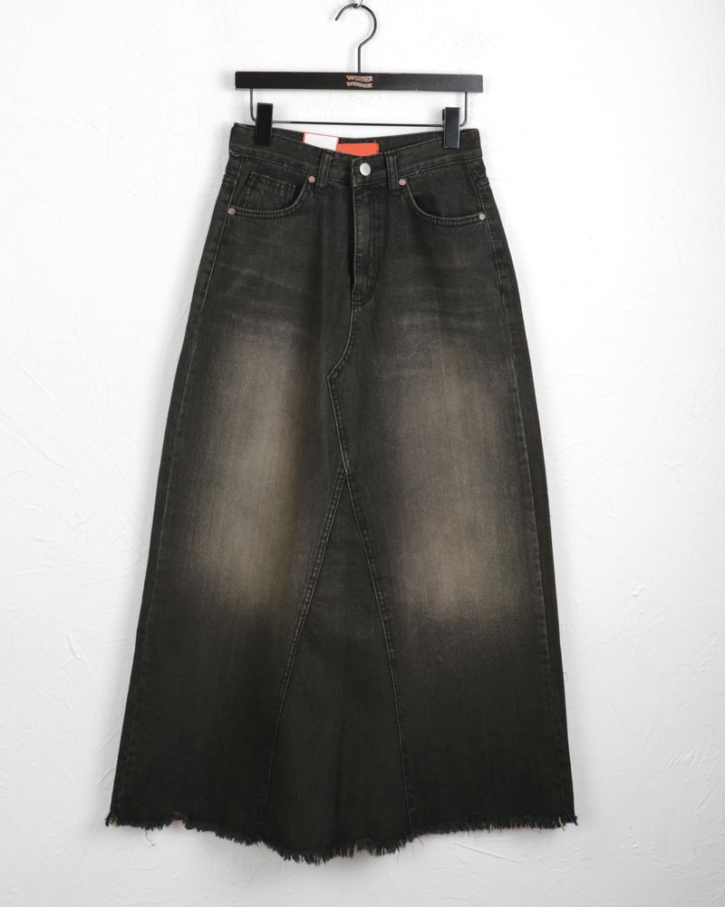 Yat Cat Sand Washed Maxi Denim Long Skirt