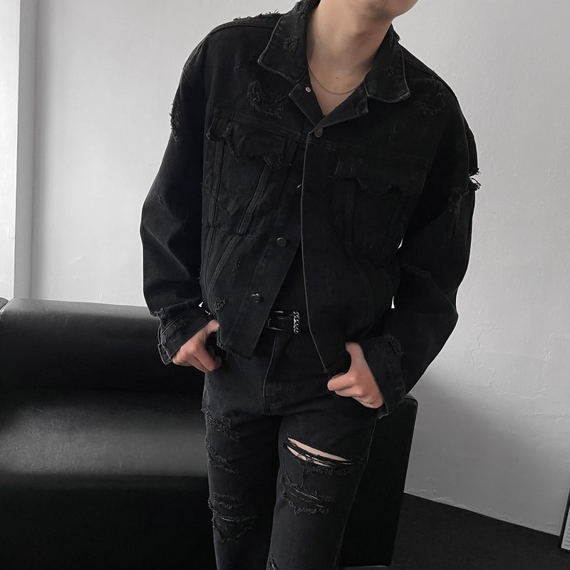 MG624,625 incision damage jean jacket (2 colors)