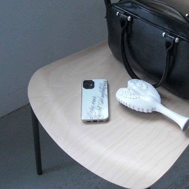 [MADE] slogan silver glass bumper case (white)