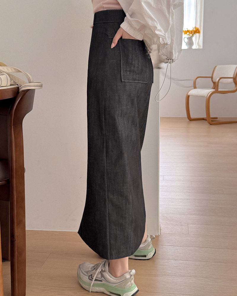 Deck denim long skirt
