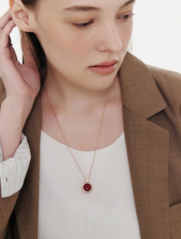 hyeres lor（イエール・ロール）の「26SS★ [Premium Plating] Pennysense AB(P) Coin Necklace Black Agate（Accessories）」