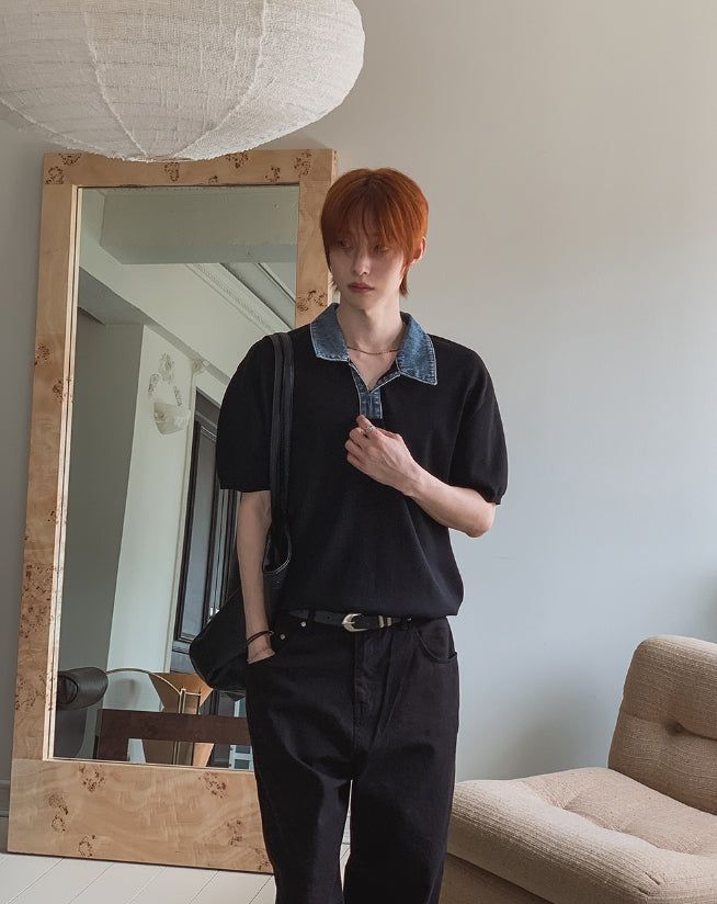 2PLAN(ツープラン)の「Vice Denim Collared Short Sleeve Knit(Tops)」