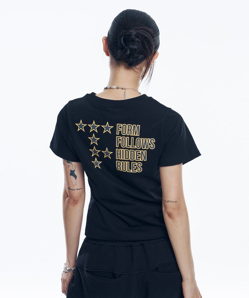 Star lettering cropped T-shirt - Black