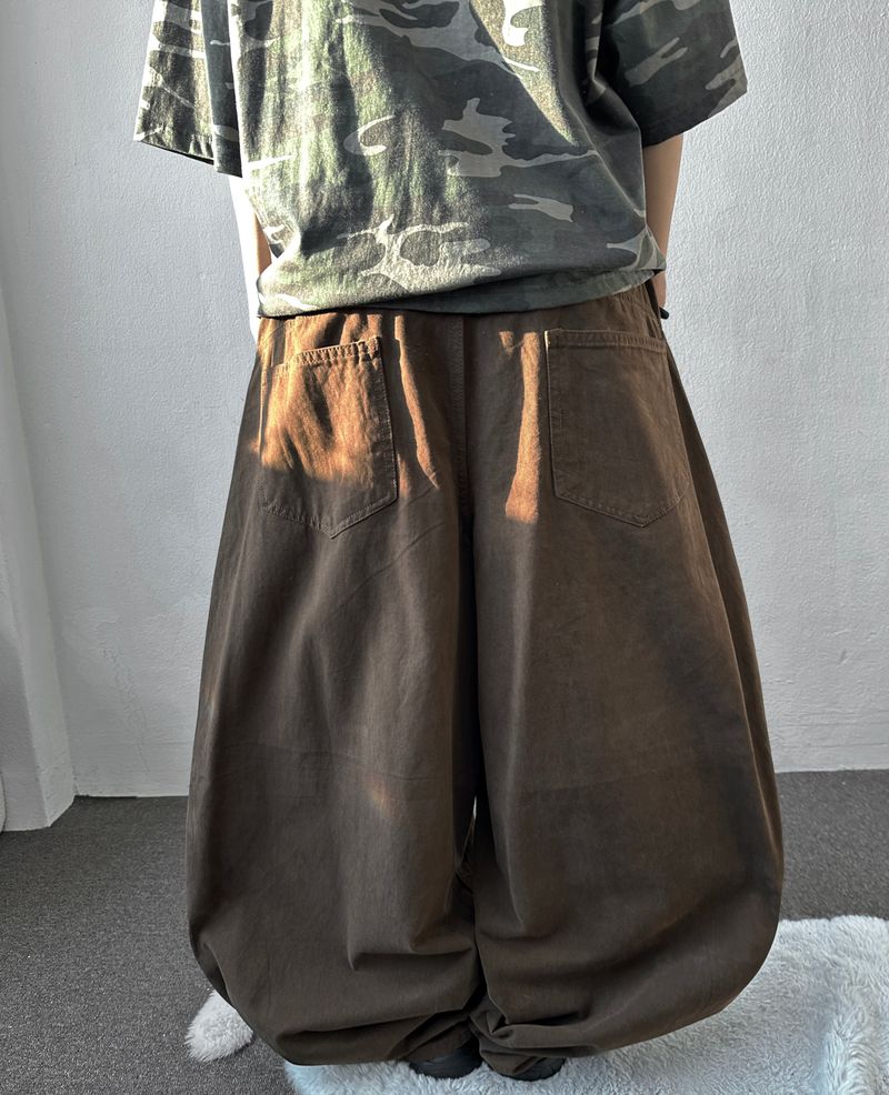 Flip Fold Pintuck Balloon Pants 3color
