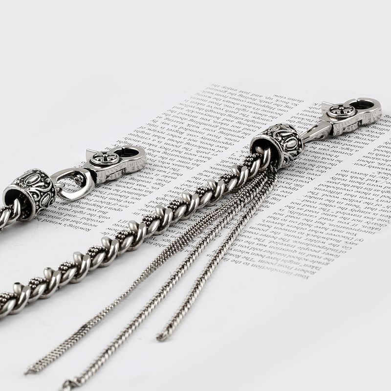 SVC-531 Handmade Antique Silver Mesh Pants Chain Keychain