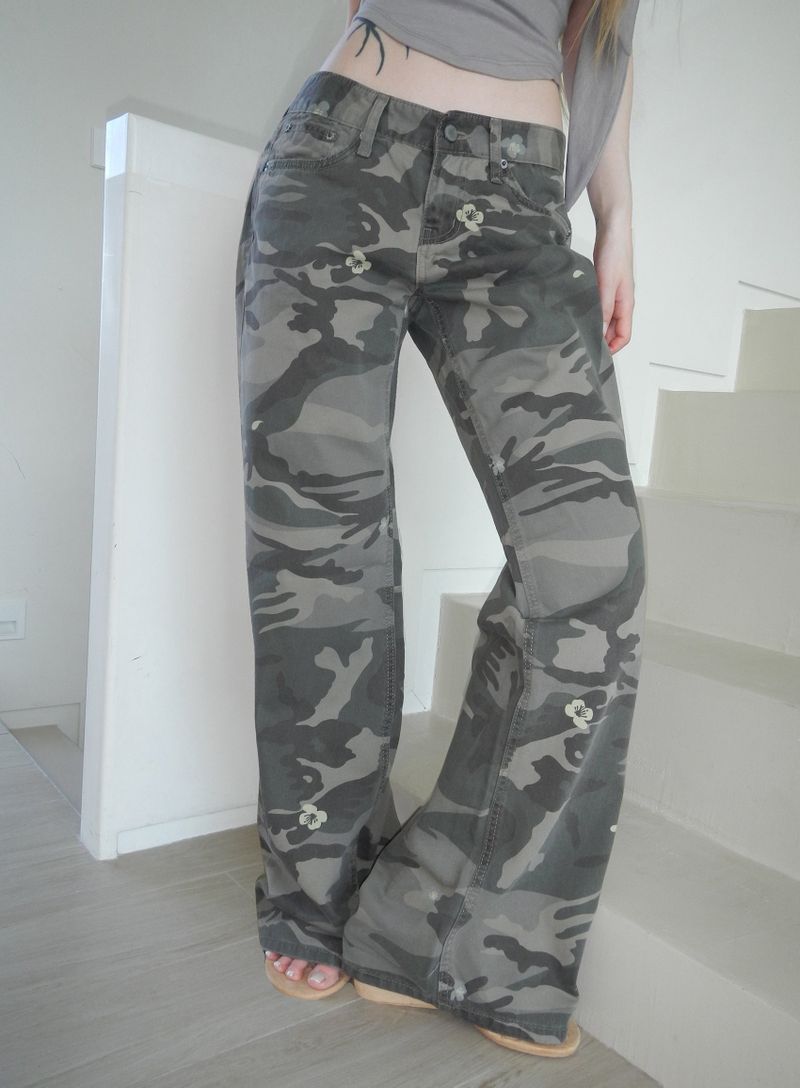 flower camo straight jeans