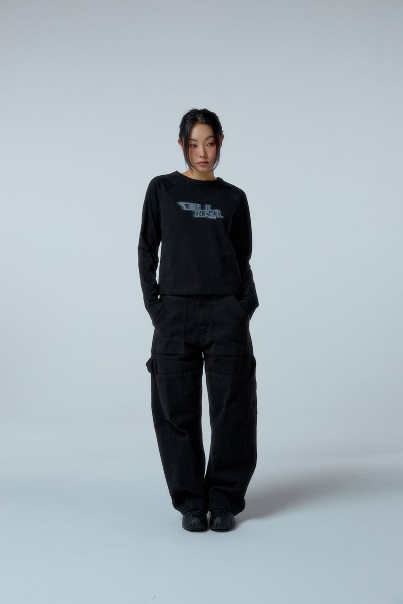 EEERRR Distorted Logo raglan long sleeve (Black)