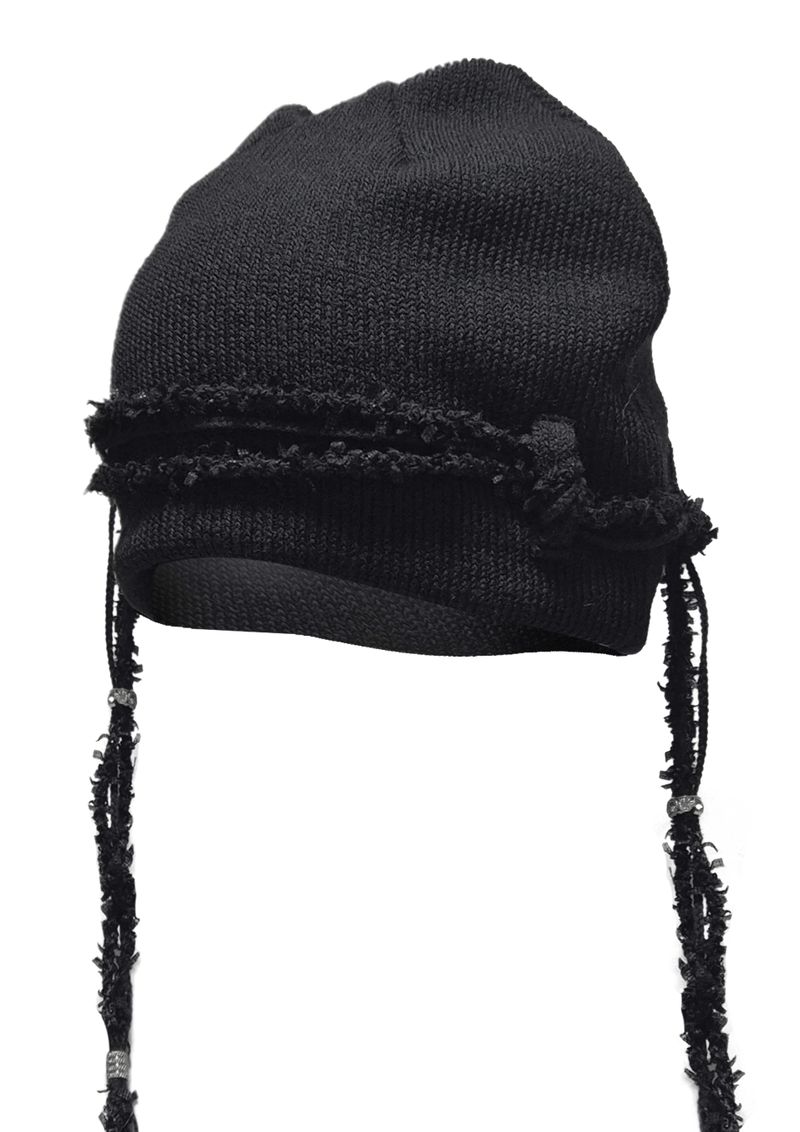  KNIT BRAID BEANIE . BLACK