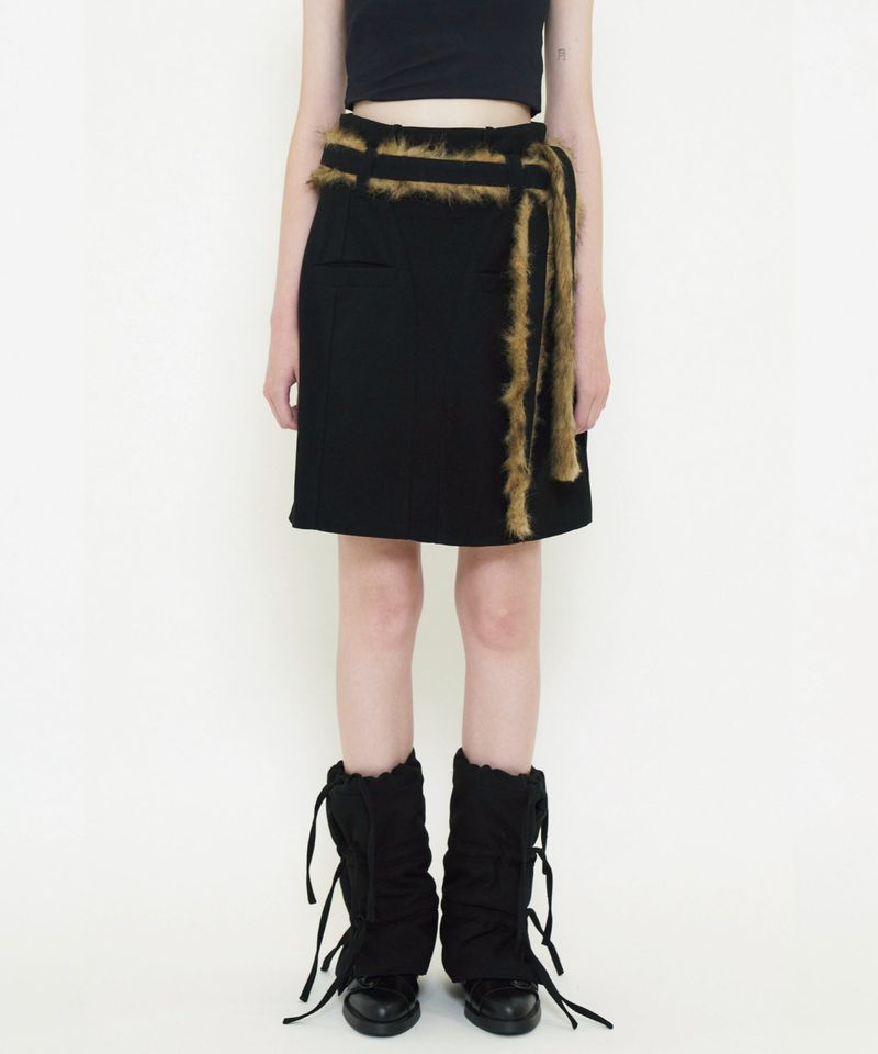  FUR BELT MIDI SKIRT