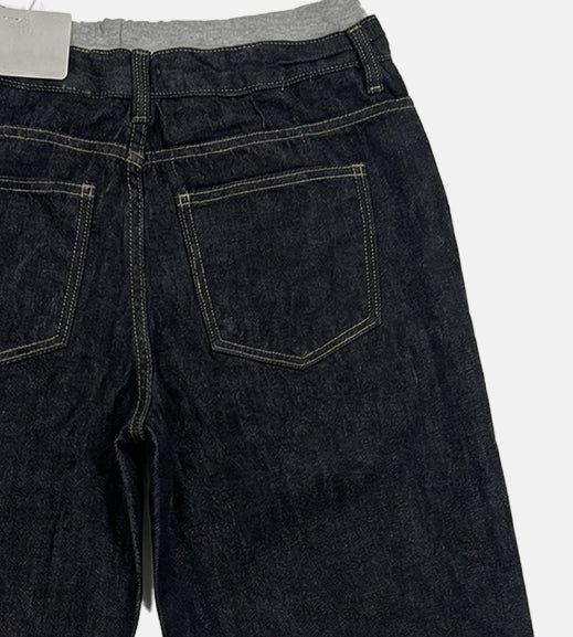 Band-layered low denim pants