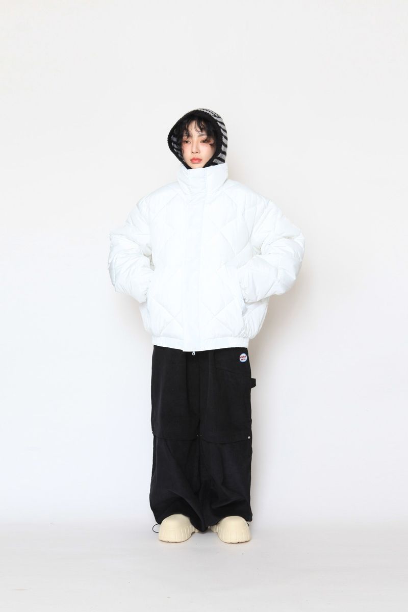 high-neck quilting padded jumper