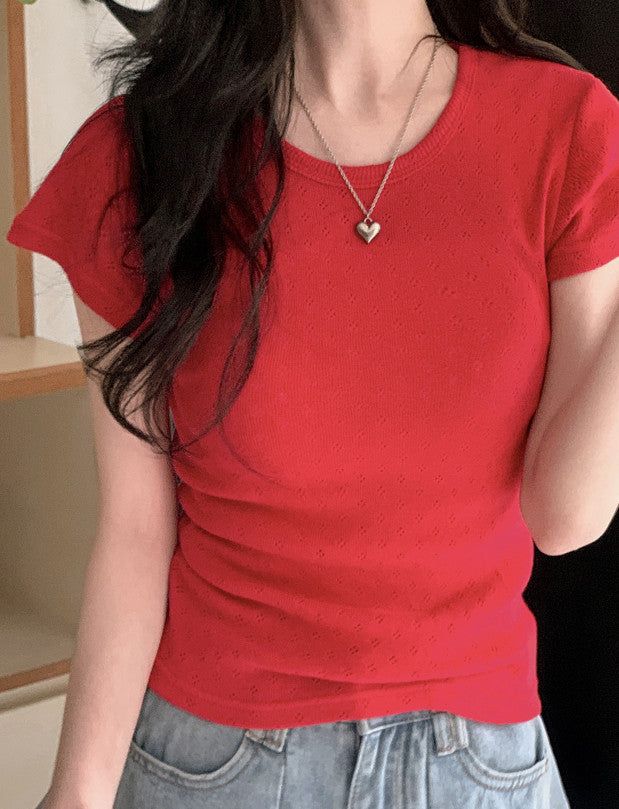 [SHOPPERMADE] アイレットスリムショートスリーブTシャツ (4color)