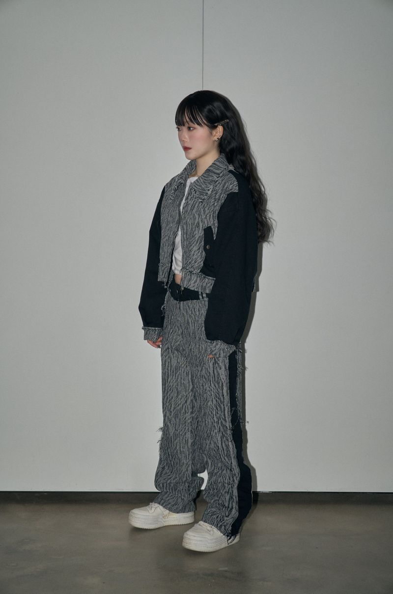jacquard denim pt - black