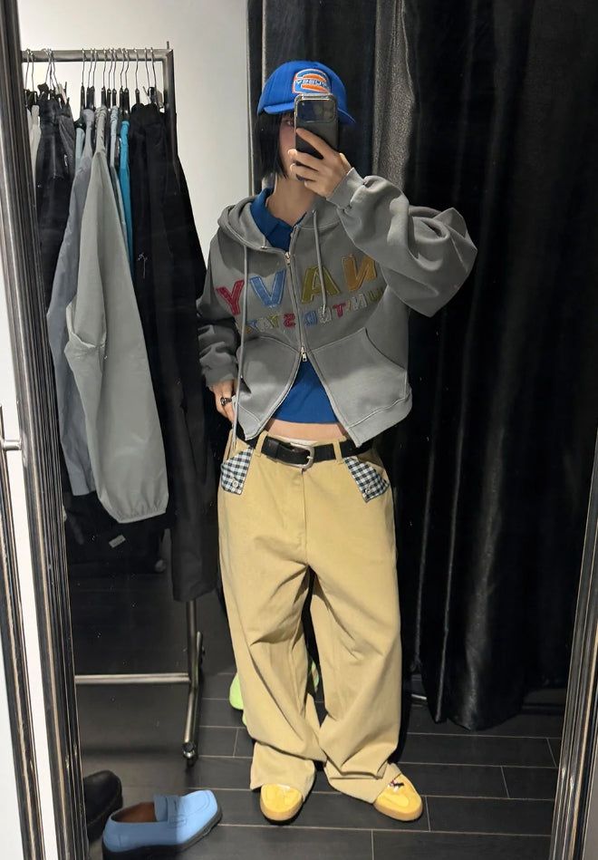 HIDDEN CHECK WIDE PANTS
