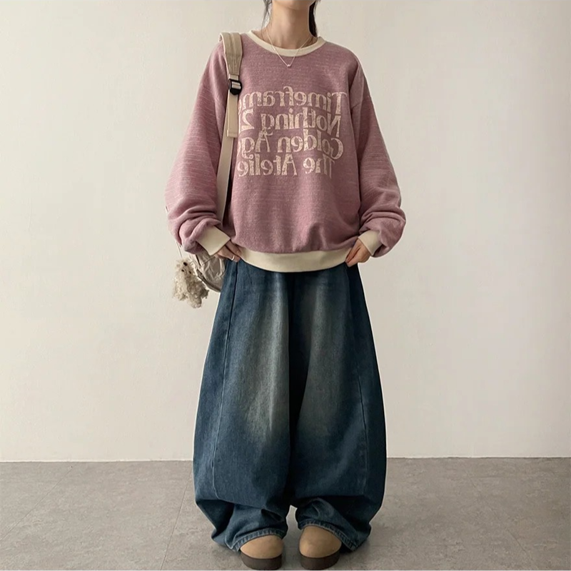 Romine side pin tuck brushed denim wide pants