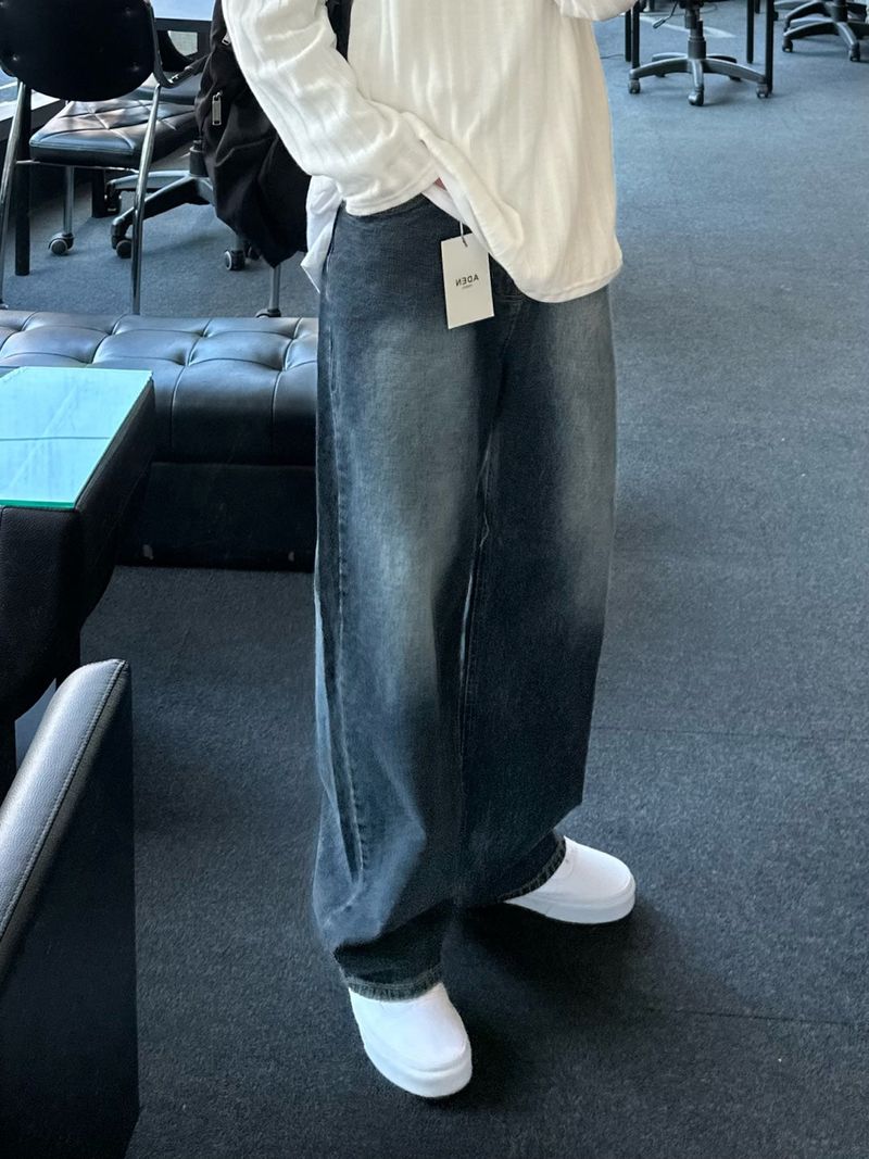 ドローダークブルーデニムパンツ