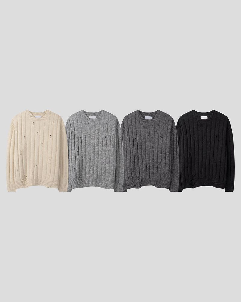 MG Wool Blend Damage Knitwear (4 colors)