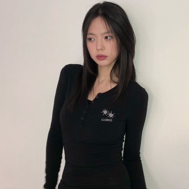 SUN BEACH BUTTON LONG SLEEVE T (2COLOR)