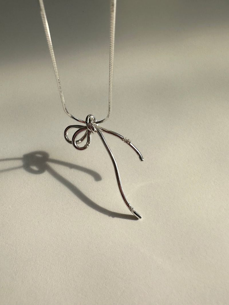 [92.5silver] Flow ribbon necklace