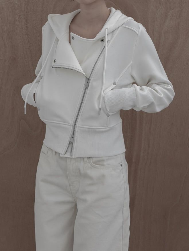 Moel Ribbed Rider Hood Zip-Up