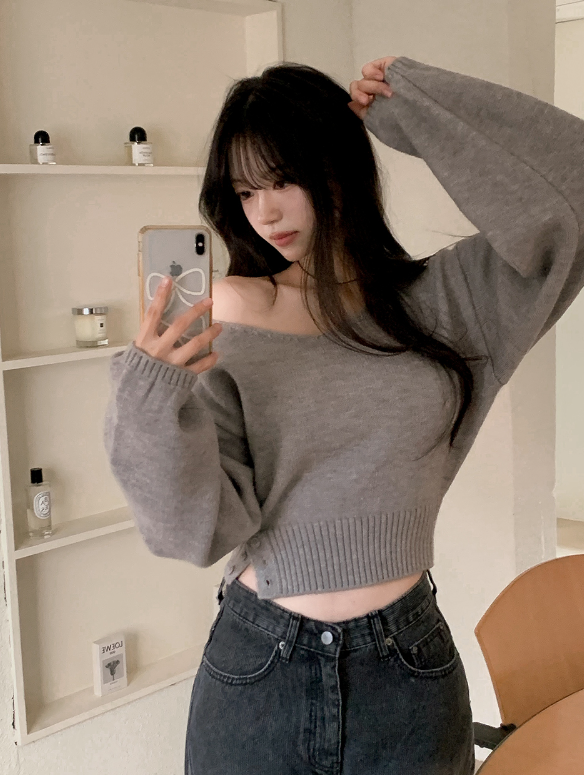 SHOPPERLAND（ショッパーランド）の「2WAY オフショルダー ディープ Vネック ニット(8color)（トップス）」