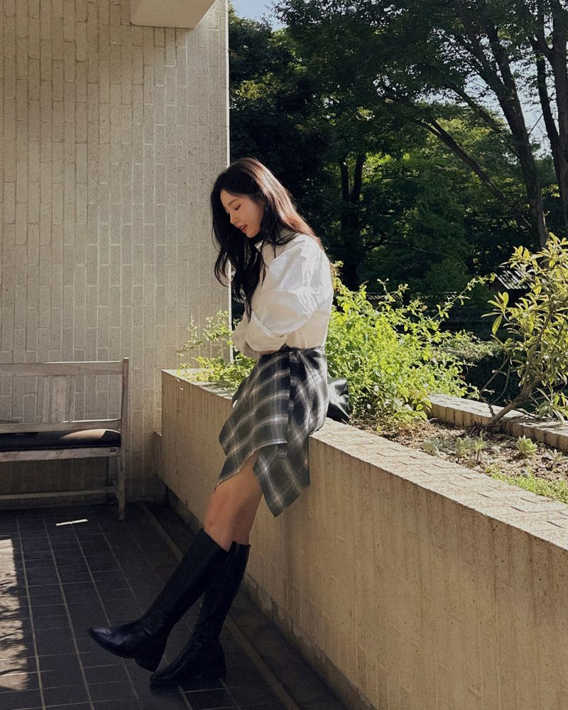 Els Checkered Layered Skirt