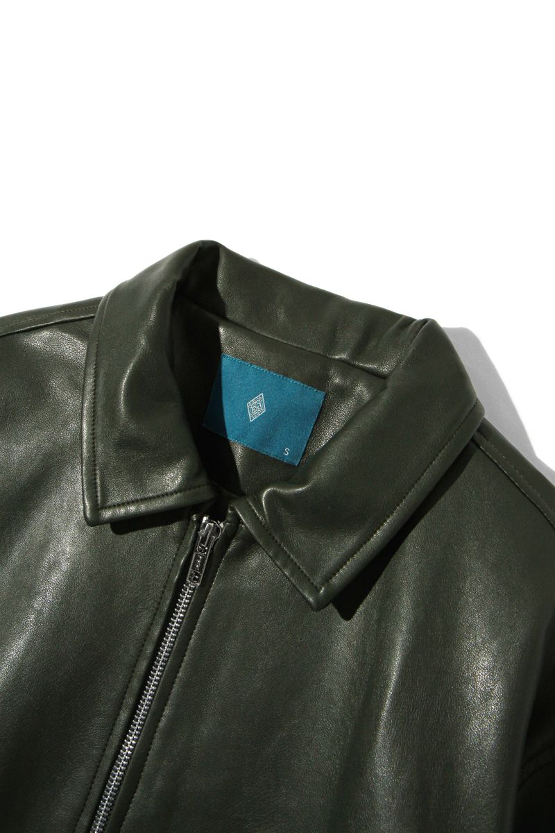 Minimal Rider soft-Leather Jacket J22 Khaki