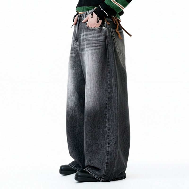 NTET(エヌティーイーティー)の「Vintage side pintuck denim pants (gray)(Pants)」