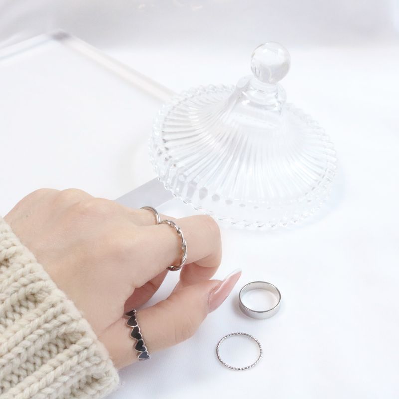 Swan Heart Layered Ring Set