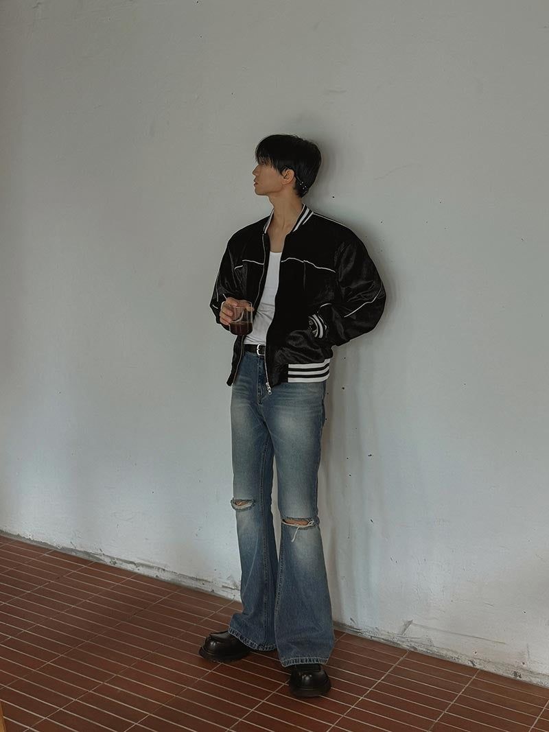 ASCLO Knee Des Bootcut Denim Pants