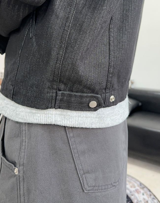 Karen Diagonal Herringbone Crop Jacket