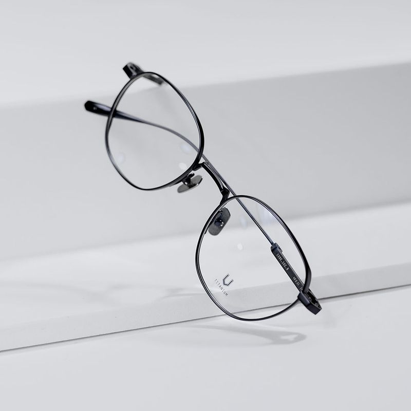 Knouun Round titanium glasses CODE. 102. B Navy